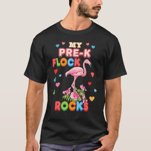 My Pre_K Flock Rocks Flamingo Teacher Back To Scho T_Shirt