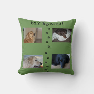 My Precious Babies Green 4 Pet Photos Throw Pillow