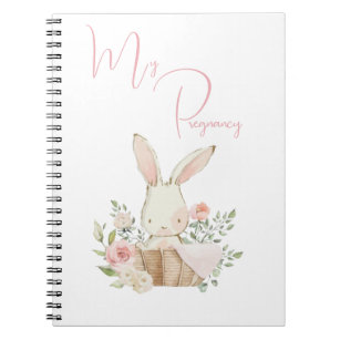 My Pregnancy Pink Bunny Rabbit Script Photo Notebook
