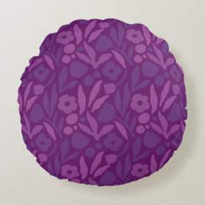 My Princess Loves Purple Happy Huge Flowers Round Pillow