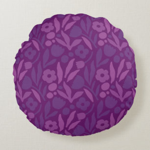 My Princess Loves Purple Happy Huge Flowers Round Pillow