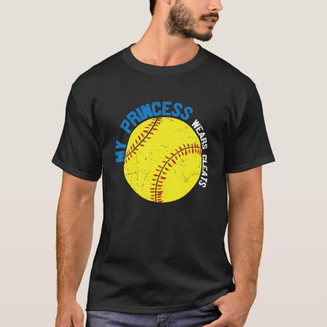 My Princess Wears Cleats - Softball Baseball T-Shirt (Front)