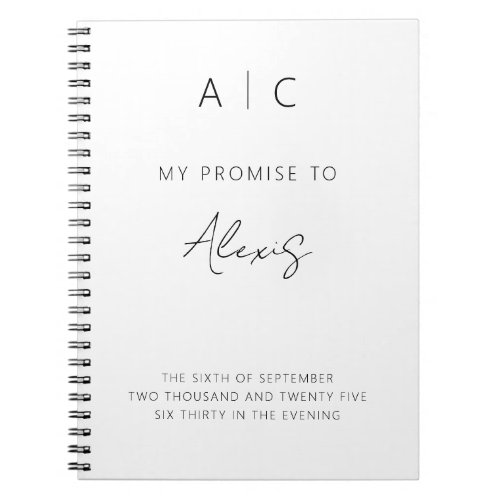 My Promise Her Vows Minimalist Elegant Modern Notebook