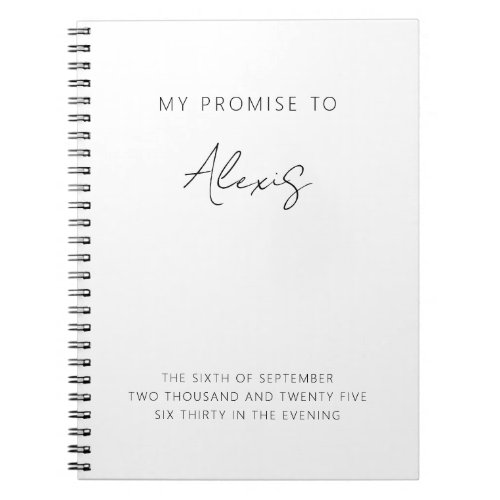 My Promise Her Vows Minimalist Elegant Modern Notebook