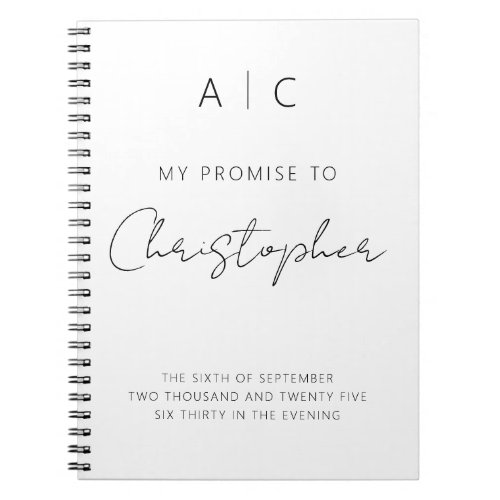 My Promise Him Vows Minimalist Elegant Modern Notebook