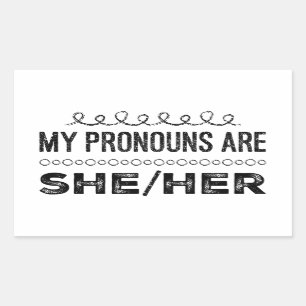 My Pronouns are She Her Grunge Doodles Rectangular Sticker