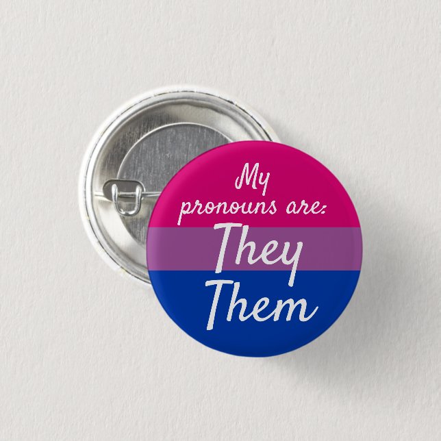 My pronouns are They Them - Bi Flag Button (Front & Back)