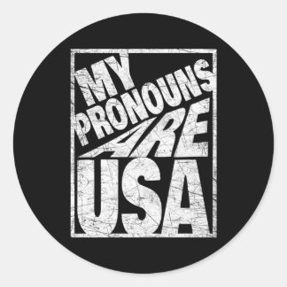 My Pronouns Are Usa For All American Families Classic Round Sticker
