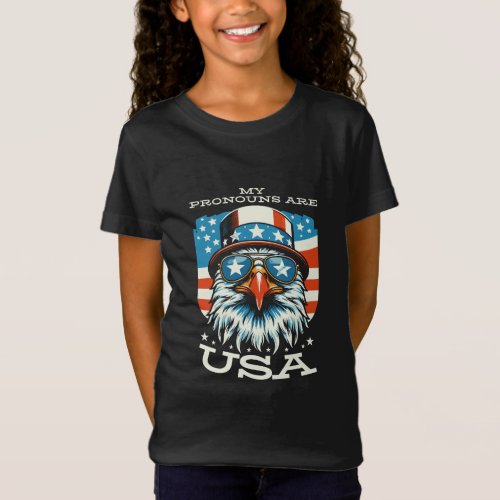 My pronouns are USA Girls T_Shirts