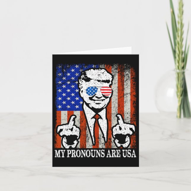 My Pronouns Are Usa Patriotic American Flag July 4 Card (Front)