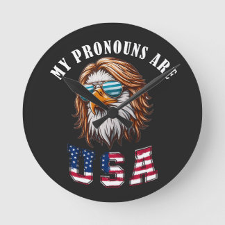 My Pronouns Are USA Round Clock