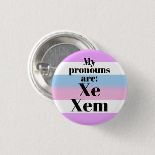 My pronouns are: Xe Xem - bigender flag Button