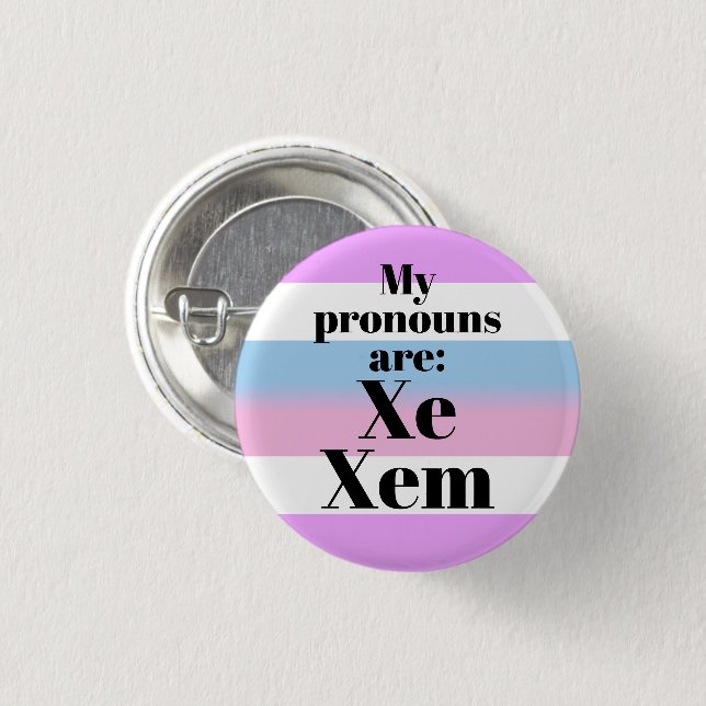 My pronouns are: Xe Xem - bigender flag Button (Front & Back)