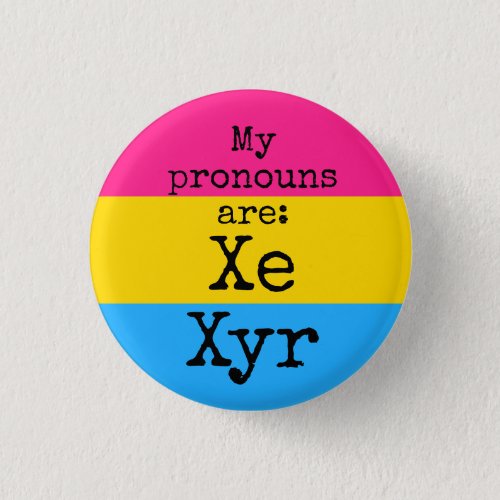 My pronouns are Xe Xyr _ pansexual flag Button