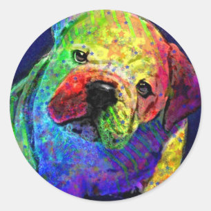 my psychedelic bulldog classic round sticker
