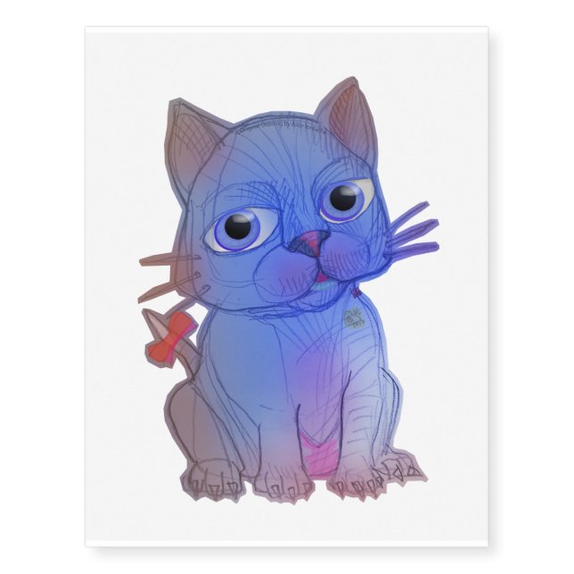 My Purple Vanda Cat Pet – Original Drawing Temporary Tattoos (Front)