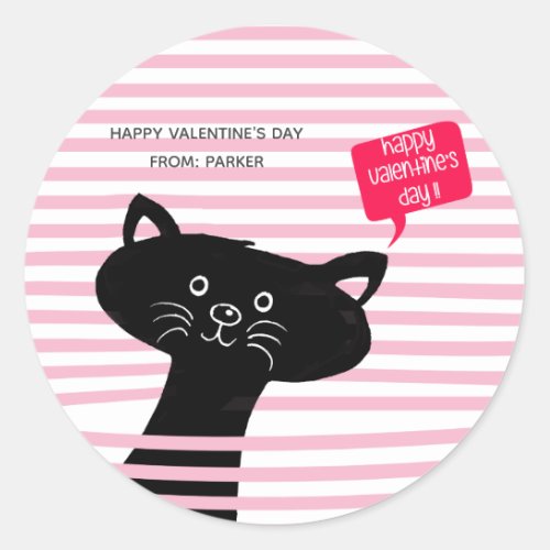 My Purr_fect Friend Cute Cat Classroom Valentine Classic Round Sticker