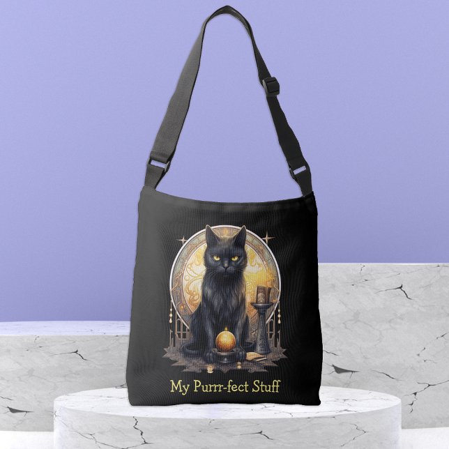 My Purrfect stuff Black Witchy Cat Crossbody Bag (Creator Uploaded)