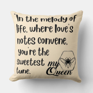 my queen bee quotes throw pillow