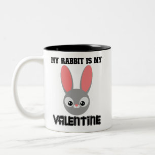 My Rabbit Is My Valentine Two-Tone Coffee Mug