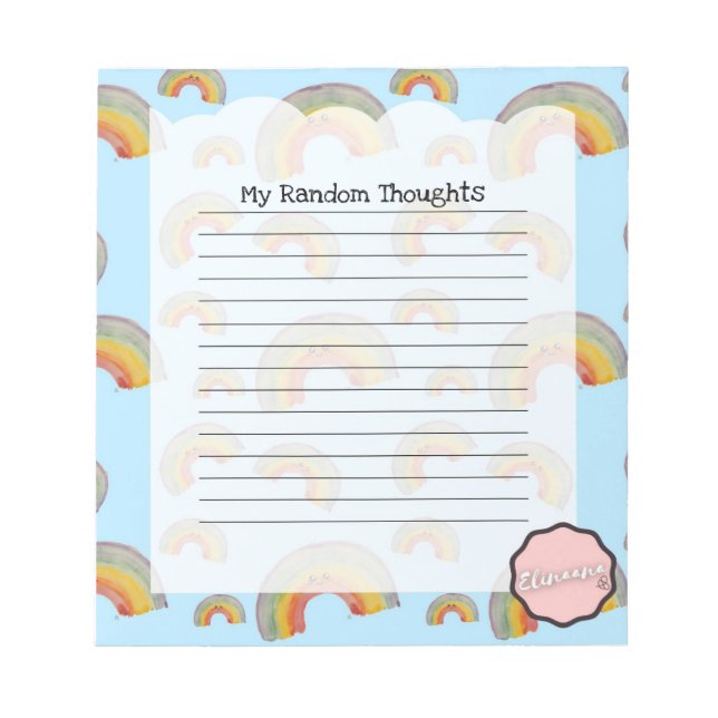 My Random Thoughts, Customizable Kawaii Rainbow Notepad (Front)