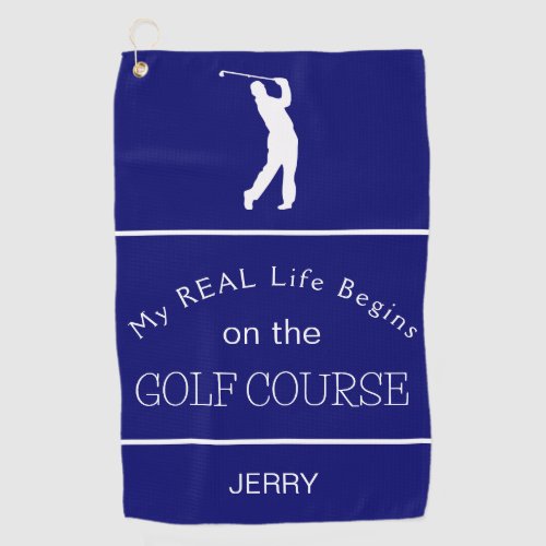 My Real Life Begins on the Golf Course Purple Golf Towel