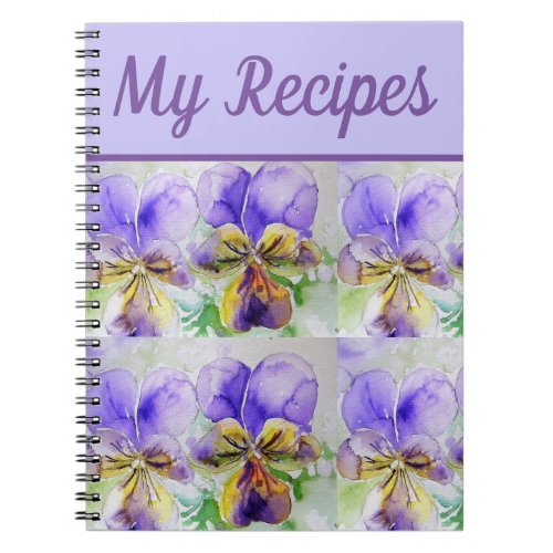 My Recipe Book Viola Purple Flower Watercolour Art