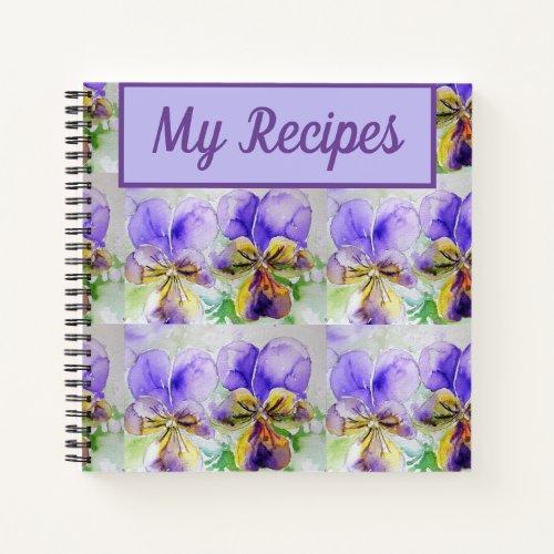 My Recipe Book Viola Purple Flower Watercolour Art