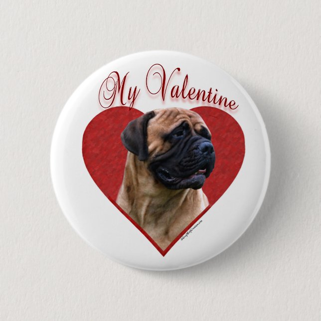 My Red Bullmastiff Valentine Button (Front)