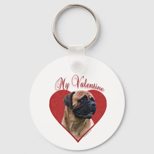 My Red Bullmastiff Valentine Keychain