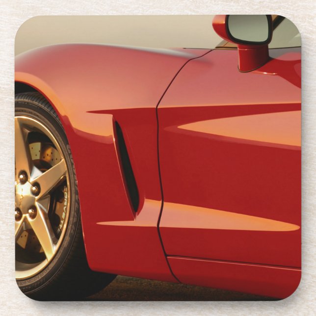 My Red Corvette Beverage Coaster (Front)