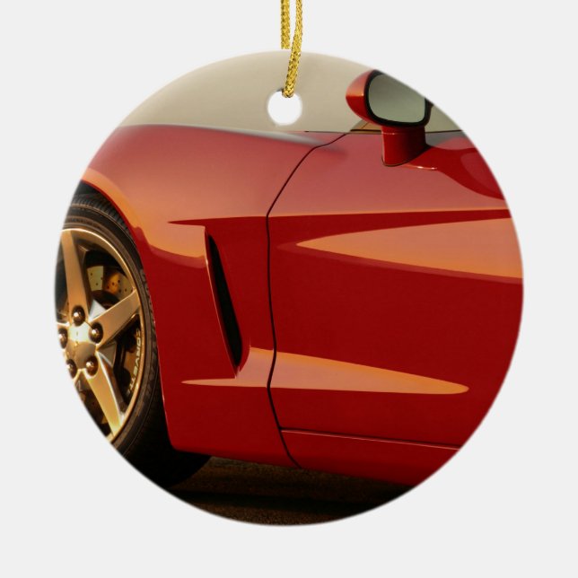 My Red Corvette Ceramic Ornament (Front)