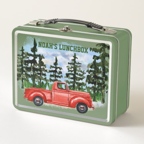 My Red Pick Up Truck Metal Lunchbox