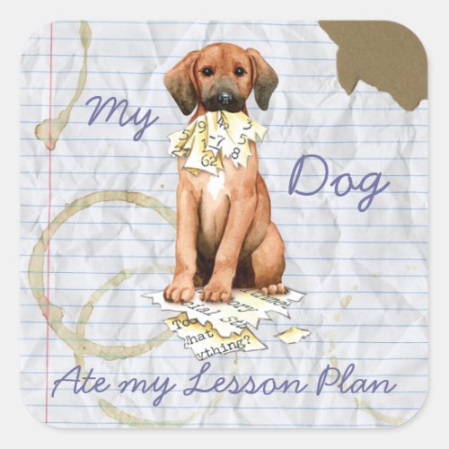 My Redbone Ate My Lesson Plan Square Sticker