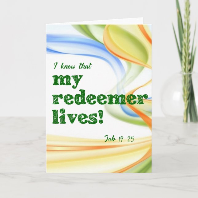 My Redeemer Lives! Christian Bible Verse Card (Front)