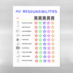My Responsibilities (English Chore Chart) Magnetic Dry Erase Sheet