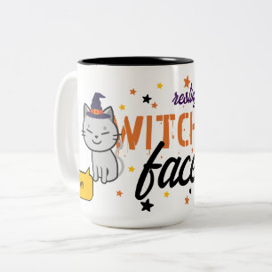 My Resting Witch Face Is Cute Stars, Cat, Witchy Two-Tone Coffee Mug