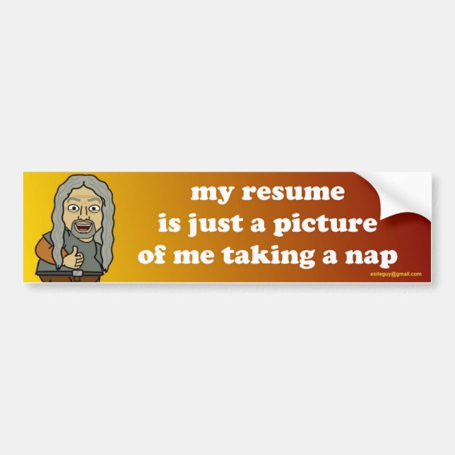 My resume bumper sticker (Front)