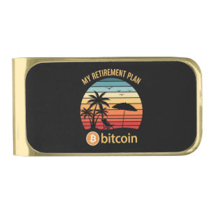 My Retirement Plan Bitcoin Beach Sunset Gold Finish Money Clip