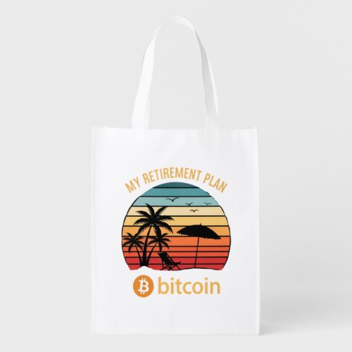 My Retirement Plan Bitcoin Beach Sunset Grocery Bag