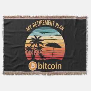 My Retirement Plan Bitcoin Beach Sunset Throw Blanket