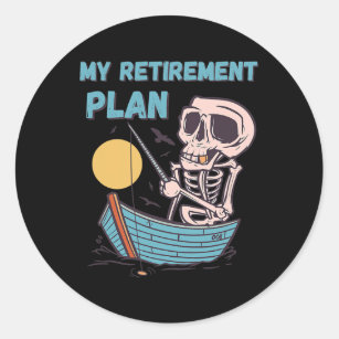 Funny fishing retirement classic round sticker, Zazzle