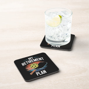 My Retirement Plan Pickleball Player Beverage Coaster