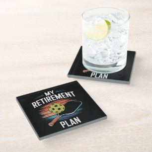 My Retirement Plan Pickleball Player Glass Coaster