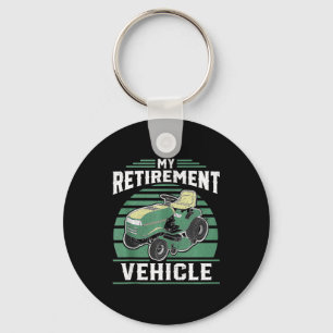 My Retirement Vehicle Funny Riding Lawn Mower Retr Keychain