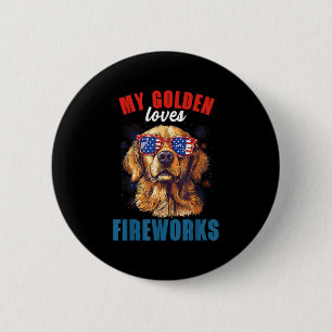 My Retriever Loves Fireworks 4th Of July Patriotic Button