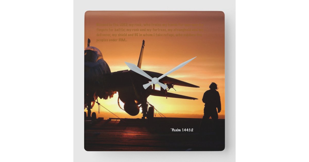 my-rock-psalm-144-1-2-square-wall-clock-zazzle