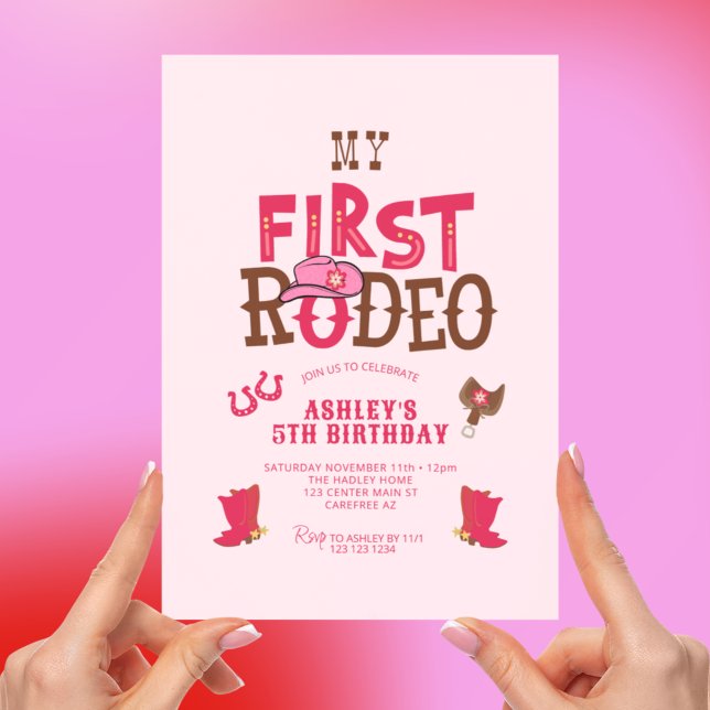 My Rodeo Cowgirl Pink 5th Birthday Invitation (Creator Uploaded)