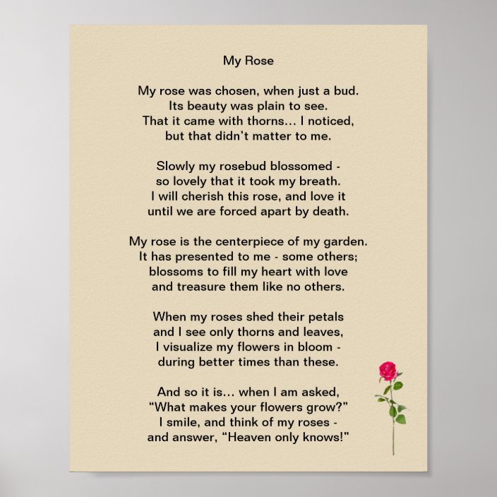 My Rose A Poem About Family Life Poster Zazzle Com