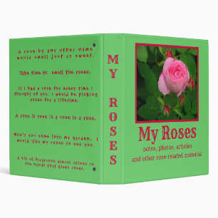 "MY ROSES" FOR THE ROSE ENTHUSIAST 3 RING BINDER